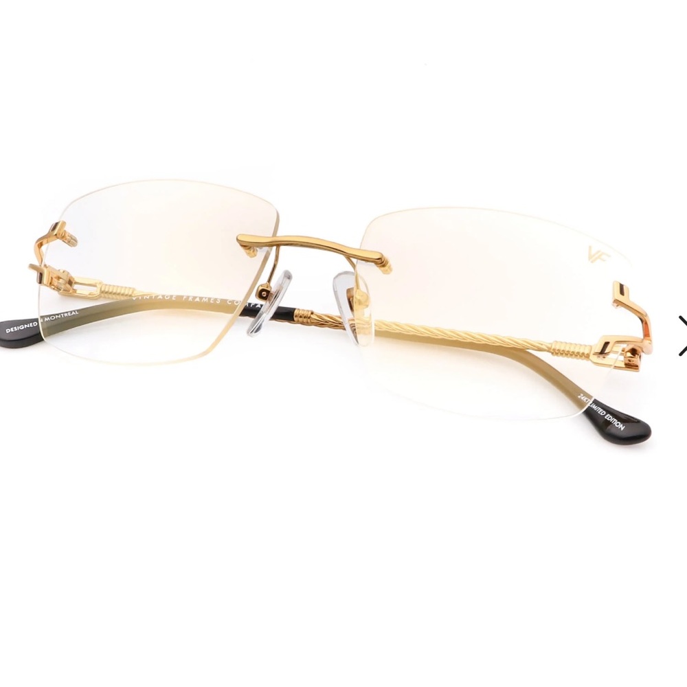 VINTAGE FRAMES BAL HARBOUR DRILL MOUNT 24KT GOLD